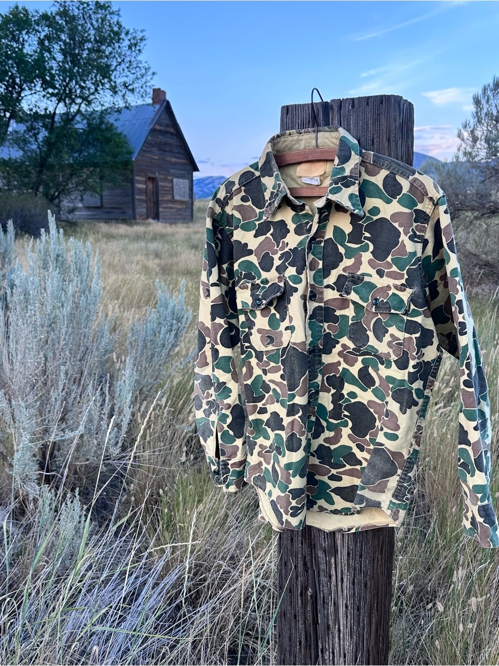 vintage camo button down shirt cotton size large